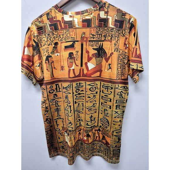 Egyptian Hieroglyphic Print T-Shirt XL Pre-Shrunk Polyester & Spandex Crewneck - Picture 4 of 6